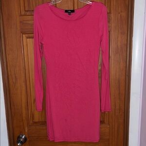 Lulu's Hot Pink Long-Sleeve Bodycon Dress